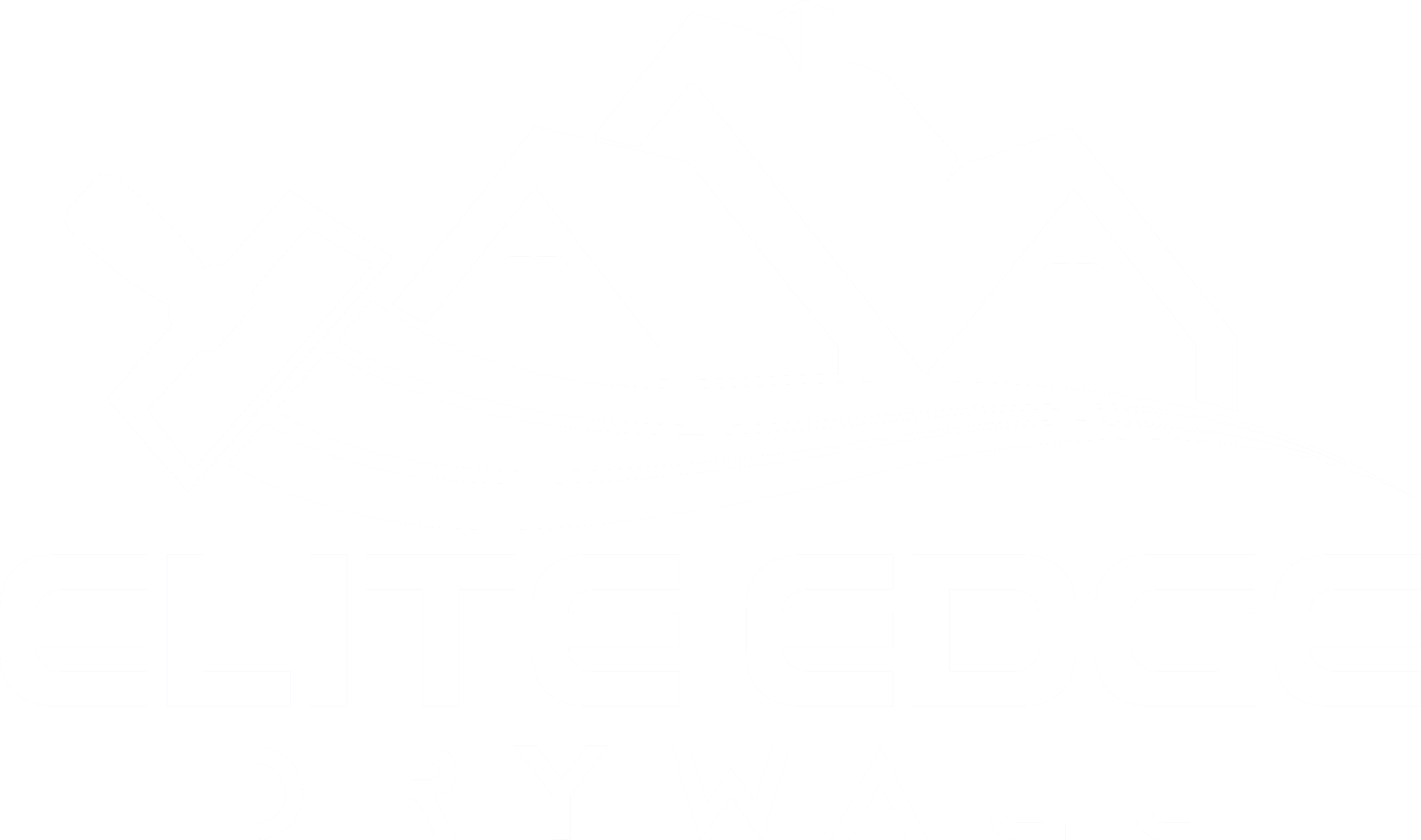 Elite Edge Drywall logo featuring stylized houses and a drywall trowel, representing quality drywall installation and repair services.